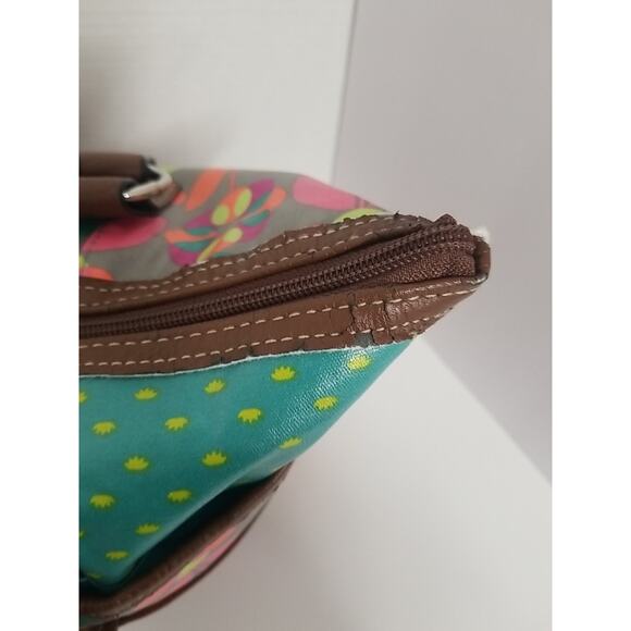 LILY BLOOM Floral Purse Shoulder Tote Large Lime Green Orange Blue Turquoise - Picture 5 of 10